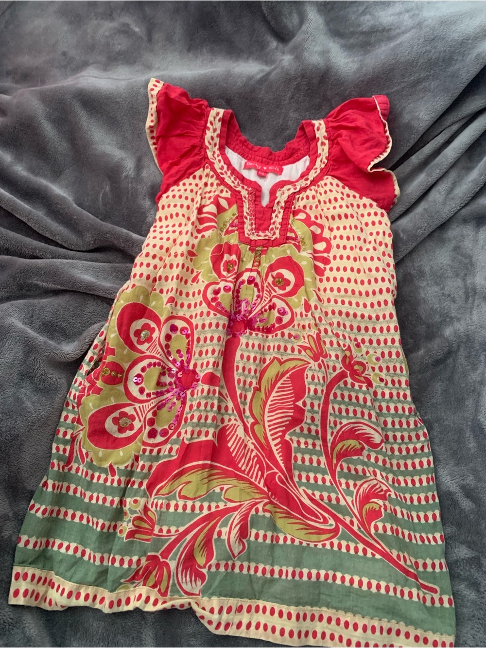 Girls' Red and Green Floral Sundress age 4